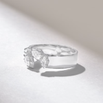 Open Natuarl Diamond Wedding Band: Solid Gold Cuff Ring with Pear and Marquise Natuarl Diamonds - Image 5