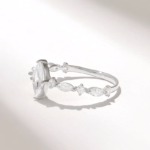 18K Solid Gold Marquise Moissanite Diamond Promise Ring | 0.8ctw Engagement Ring | Vintage Ring with Side Stone - 图片 6