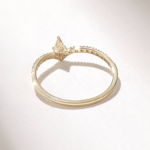 14k Solid Gold Natural Diamond Majestic Curve Engagement Ring: Chevron Solitaire - 图片 7