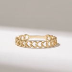 Infinity Heart Ring: Dainty Full Eternity Band in Solid Gold, Hollow Hearts Ring - Image 2
