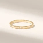 18K Solid Gold Slim Wedding Ring: Real Natural Diamond Delicate Stacking Band - Image 4