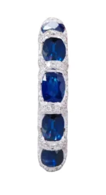 18K Solid Gold Sapphire and Diamond Eternity Band Ring - 图片 2