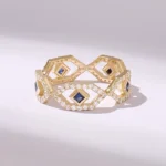 18K Solid Gold Natural Sapphire Ring - 图片 2