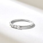 Natural Diamond Ascending Round Wedding Ring, Pave Composition Stacking Ring for Women - 图片 6