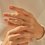14k Slim Simple Migraine | Solid Gold Band | Minimalist Dotted Anniversary Band - Image 3