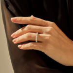 Pave Natural Diamond Eternity Ball Ring | 18K Solid Gold Wedding Band | Stackable Ring - 图片 3