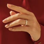 14k Solid Gold Alternating Pave Wavy Band: Minimalist Zigzag Ring for Women - Image 3