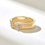 Natural Diamond Open Wedding Band,18k Cuff Rings for Women, Wrap Around Gap Ring - 图片 4