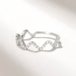 Moissanite Diamond Zigzag Ring | 18K Solid Gold Stacking Ring for Women | Pave Wave Ring - Image 6