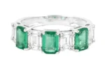 14K Solid Gold 2.7 Carat Emerald and Diamond Eternity Band