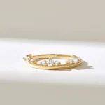 Natural Diamond Crown Ring | Alternating Round Natural Diamond Ring | Dainty Tiara Ring - Image 2