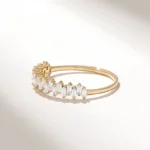 Baguette Half Eternity Ring | 18K Solid Gold Natual Diamond Ring | 0.3CT Tiny Gold Ring - Image 4