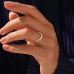 Pave Natural Diamond Deep Curved Ring | 18K Solid Gold Half Eternity Stacking Ring - 图片 3