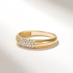 Pave Natural Diamond Dome Ring | 18k Minimalist Wedding Band | Solid Gold Bubble Ring - 图片 4