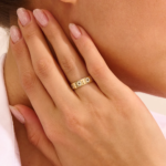 18K Solid Gold Sapphire Flower Band - 图片 3