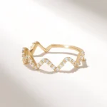 Moissanite Diamond Zigzag Ring | 18K Solid Gold Stacking Ring for Women | Pave Wave Ring - Image 4
