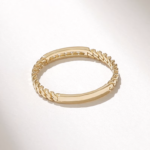 Natural Diamond Pave Chain Ring: 14k Solid Gold Slim Cuban Link Eternity Ring for Women - 图片 7