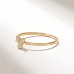14K Solid Gold Tiny Natural Diamond Trefoil Ring - Image 4