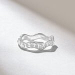 14k Solid Gold Alternating Pave Wavy Band: Minimalist Zigzag Ring for Women - Image 6
