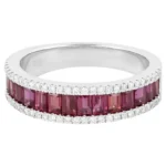 14K Solid Gold Ruby Half Eternity Ring