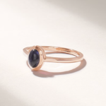 18K Solid Gold Bezel Iolite Solitaire Ring - Image 4