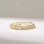 18k Gold Natural Diamond Twisted Half Eternity Ring, Dainty Rope Wedding Band for Women - Image 7