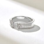 Natural Diamond Open Wedding Band,18k Cuff Rings for Women, Wrap Around Gap Ring - 图片 5