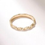 18k Gold Natural Diamond Twisted Half Eternity Ring, Dainty Rope Wedding Band for Women - Image 2