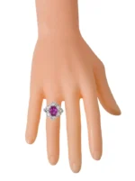 14K Solid Gold 3.14 Carat Solitaire Pink-Sapphire and Diamond Cocktail Ring - 图片 4
