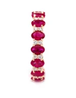 18K Solid Gold Oval-Cut Ruby and Diamond Eternity Band Ring - Image 2