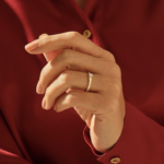 Round Solitaire Ring | 0.24CT Tiny Ring | 18K Solid Gold Square Patterned Ring - Image 3