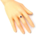 14K Solid Gold Blue Sapphire Ring in Prong Setting - 图片 4