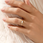 Marquise Natural Diamond Evil Eye Ring: 14k Solid Gold Protection Ring for Women - 图片 3