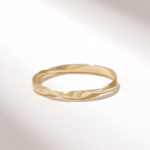 Gold Twist Wedding Band | Men Women Mobius Ring | 14k Solid Gold Stacking Band - Image 4