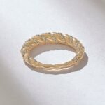 14k Solid Gold Pave Natural Diamond Twisted Dome Ring - Image 7