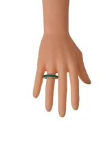 18K Solid Gold Natural Emerald and Diamond Eternity Band Ring - 图片 4