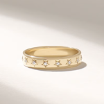 14k Solid Gold Star Eternity Wedding Band: Women's Ring with Star Set Natural Diamonds - Image 2