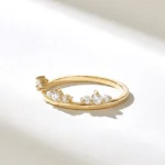 Natural Diamond Crown Ring | Alternating Round Natural Diamond Ring | Dainty Tiara Ring - Image 4