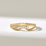 Natural Diamond Twisted Rope Ring |14k Solid Gold Unique Design Statement Ring For Women - Image 2