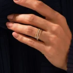Pave Natural Diamond Fidget Ring | 14k Solid Gold Spinner Ring Women | Three Row Ring - 图片 3