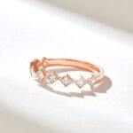 0.45Ct Princess Natural Diamond Wedding Ring - Half Eternity Band in Solid Gold - 图片 4