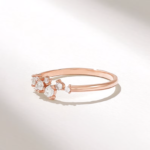 14k Gold Natural Diamond Cluster Wedding Ring: Minimalist Stacking Band for Her - Image 6