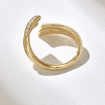 Pave Natural Diamond Cuff Wrap Ring | 14k Gold Statement Ring | Solid Gold Open Wedding - 图片 7