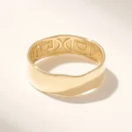14k Gold Flush Set Two Natural Diamond Band: Solid Thick Cigar Wedding Ring - Image 7