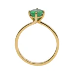 18K Solid Gold Round Shape Natural Emerald Solitaire Ring in Four-Prong - Image 4