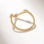 14k Solid Gold Natural Diamond V Shape Ring Guard | Chevron Wedding Band for Women - 图片 7