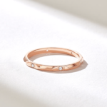 14k Solid Gold Bezel Natural Diamond Pyramid Ring | 1.8MM Slim Stacking Ring for Women - Image 5
