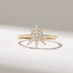 Natural Diamond Star Ring: 14k Solid Gold Celestial Statement Jewelry for Women - 图片 2
