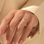 Three Stone Bezel Engagement Ring | 18k Gold Trilogy | Bezel Set Natural Diamond Ring - Image 3