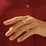 Thick Band X Crossover Ring | Pave Natural Diamond Statement Ring in Solid Gold